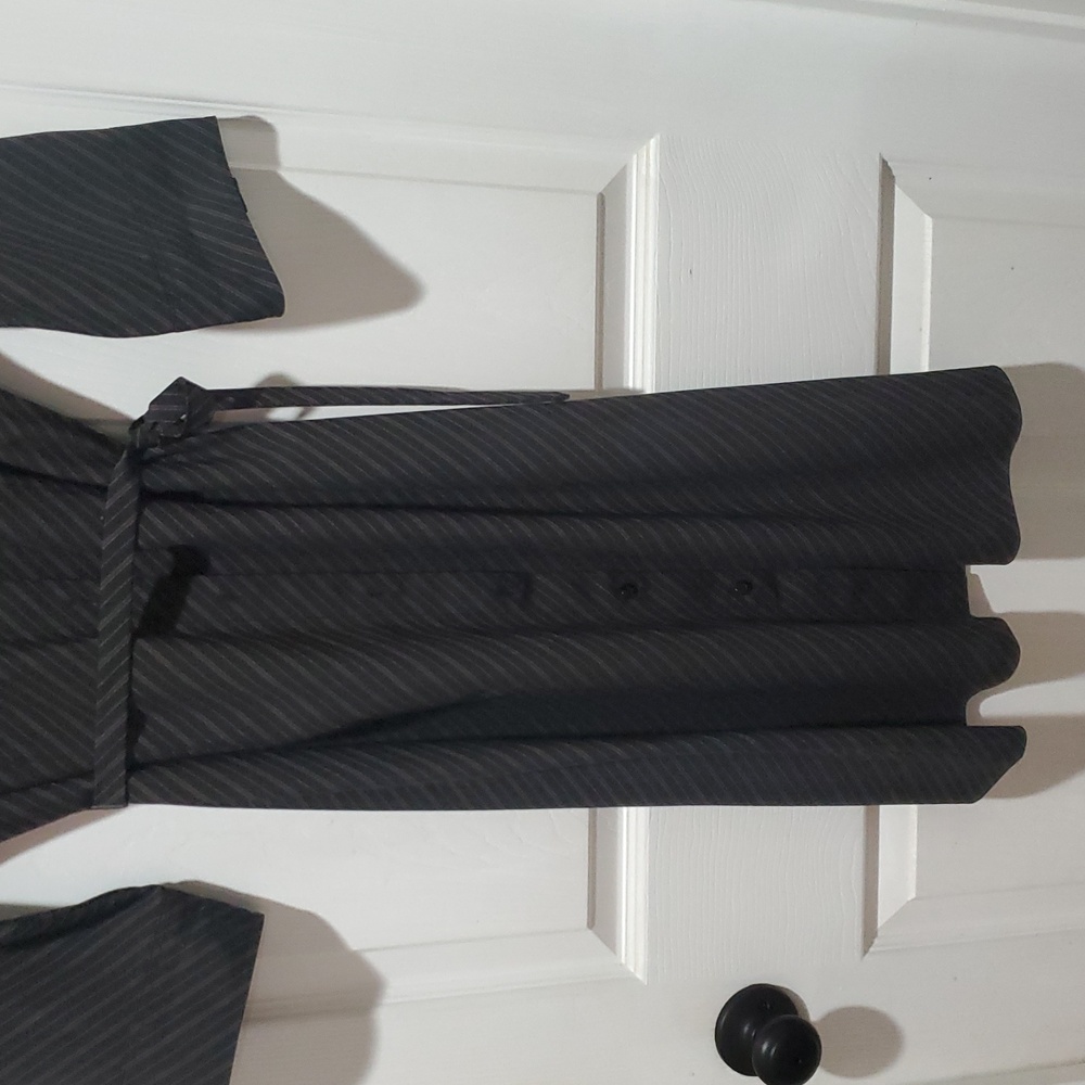 Loft Black/Red Striped Long Sleeve Dress - Picture 4 of 5